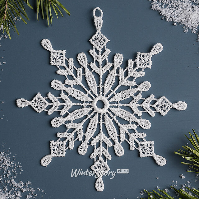 Кружевная елочная игрушка Снежинка Кассель - White Lace 11 см Vogel (Вогель)