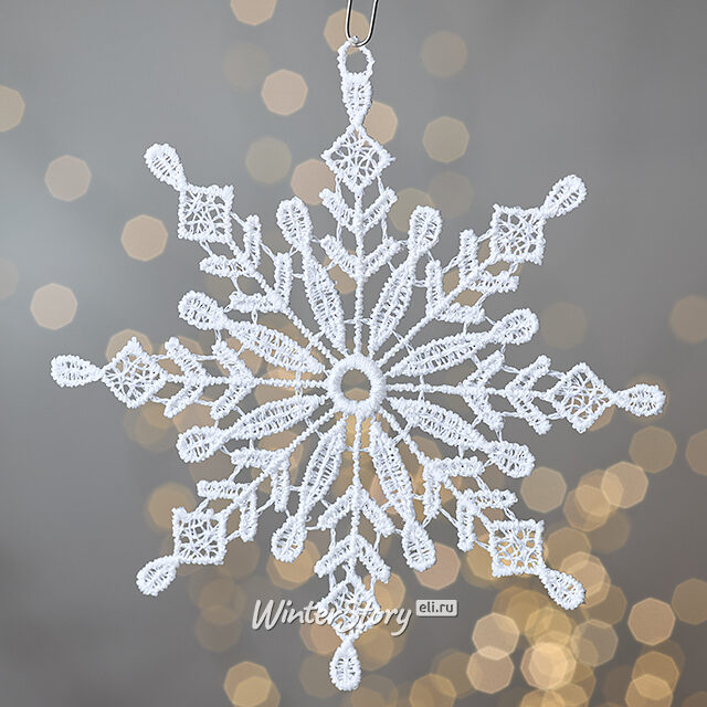Кружевная елочная игрушка Снежинка Кассель - White Lace 11 см Vogel (Вогель)