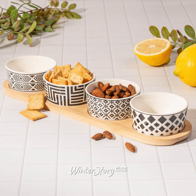 Набор для закусок Black and White 38*10 см, 5 предметов Koopman