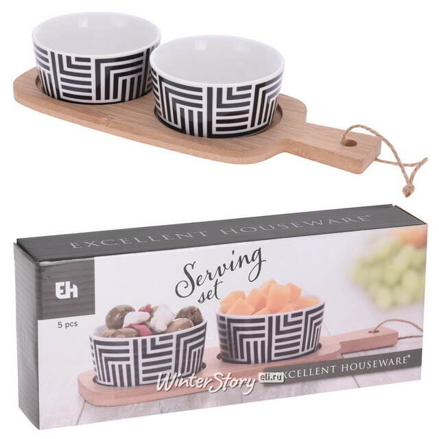 Набор для закусок Black and White 25*10 см, 3 предмета Koopman
