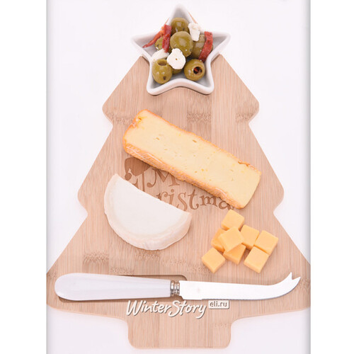Набор для сыра и закусок Fiore Sardo 32*14 см с керамическим ножом и соусником, 3 предмета Koopman