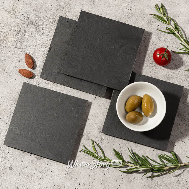 Подставка из сланца 10*10 см квадратная, 4 шт Koopman