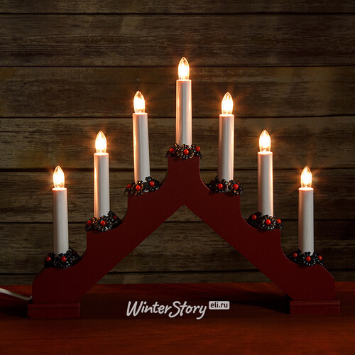 Светильник-горка Адам 37*32 см бордовый, 7 электрических свечей Star Trading