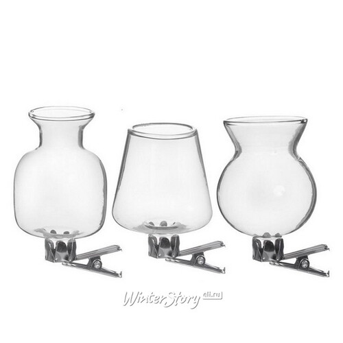 Набор стеклянных мини-вазочек Ольметта 7 см, 3 шт, прозрачный Ideas4Seasons
