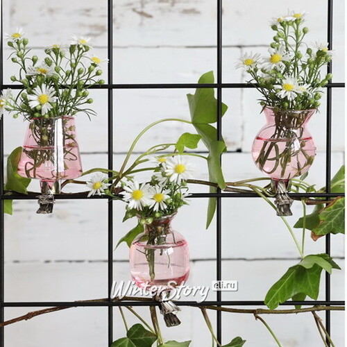 Набор стеклянных мини-вазочек Ольметта 7 см, 3 шт, розовый Ideas4Seasons