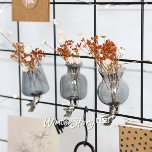 Набор стеклянных мини-вазочек Ольметта 7 см, 3 шт, дымчатый Ideas4Seasons