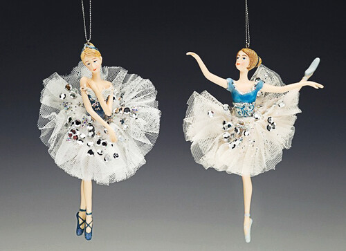 Елочное украшение "Балерина серебряно-бирюзовая", 16.5 см, подвеска Holiday Classics