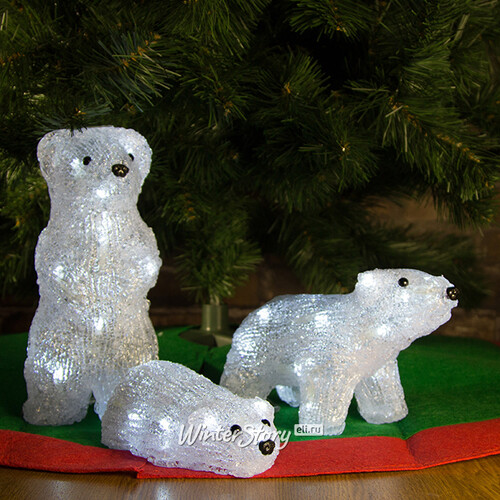 Набор светящихся фигур Медведи леса Уортертон 3 шт, 26 см, 40 LED ламп, на батарейках, IP44 Kaemingk