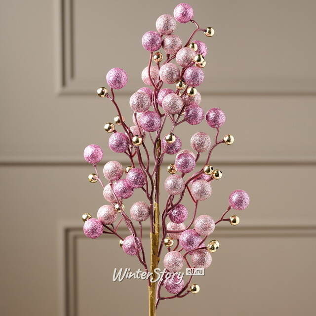 Декоративная ветка с ягодами Эннис: Розовые Облака 60 см Winter Deco