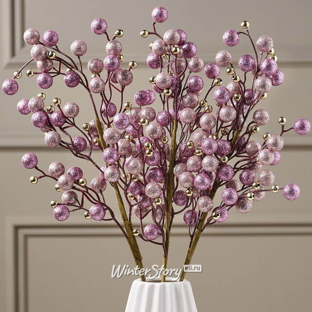 Декоративная ветка с ягодами Эннис: Розовые Облака 60 см Winter Deco