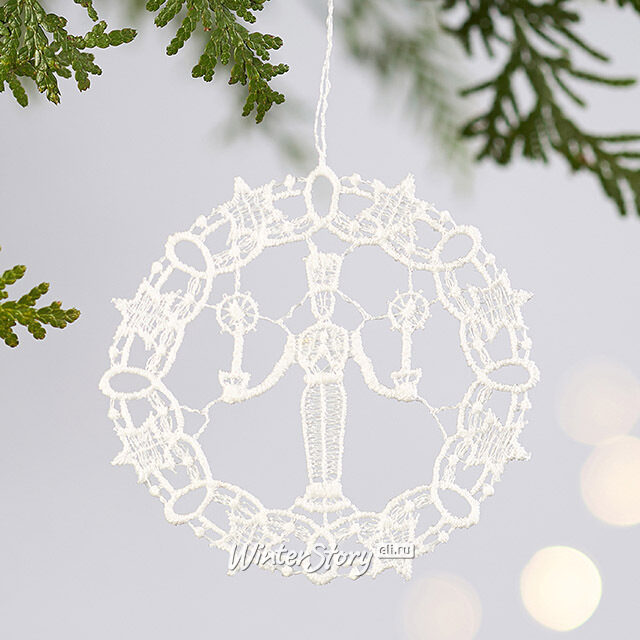 Кружевная елочная игрушка Гвардеец - White Lace 8 см Vogel