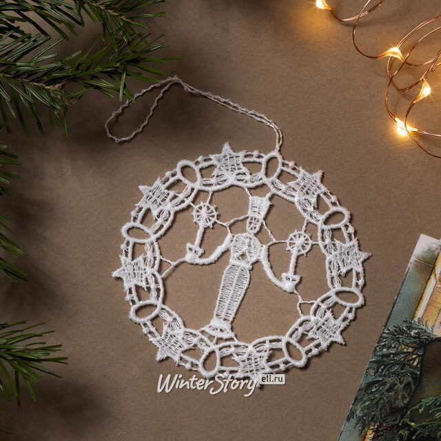 Кружевная елочная игрушка Гвардеец - White Lace 8 см Vogel