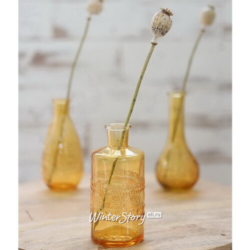 Набор стеклянных бутылок Porto 15 см, 3 шт, желтый Ideas4Seasons