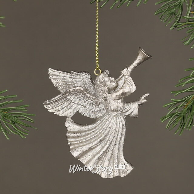 Елочная игрушка Ангел с Горном 10 см, подвеска Breitner
