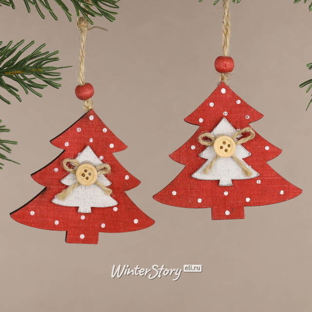 Деревянная елочная игрушка Елочка Нордика 8 см, 2 шт, подвеска Breitner