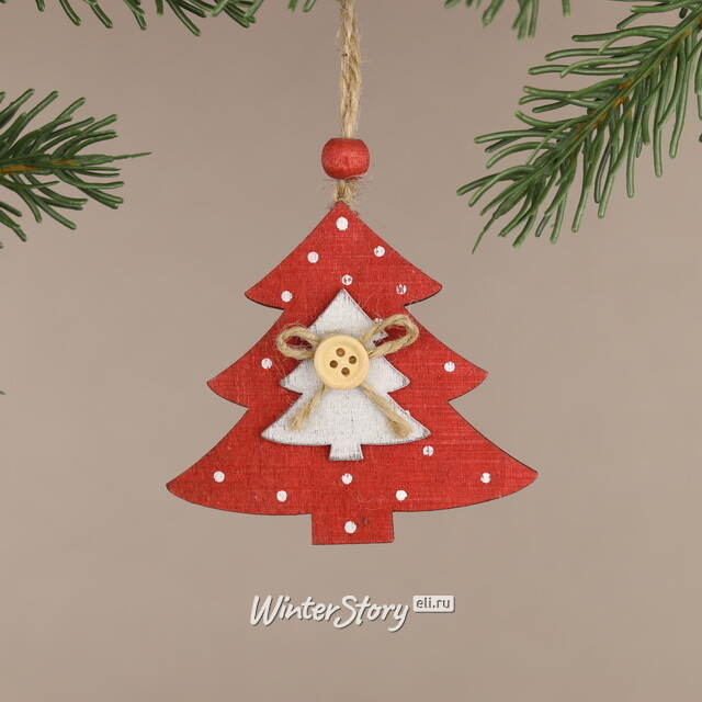 Деревянная елочная игрушка Елочка Нордика 8 см, 2 шт, подвеска Breitner