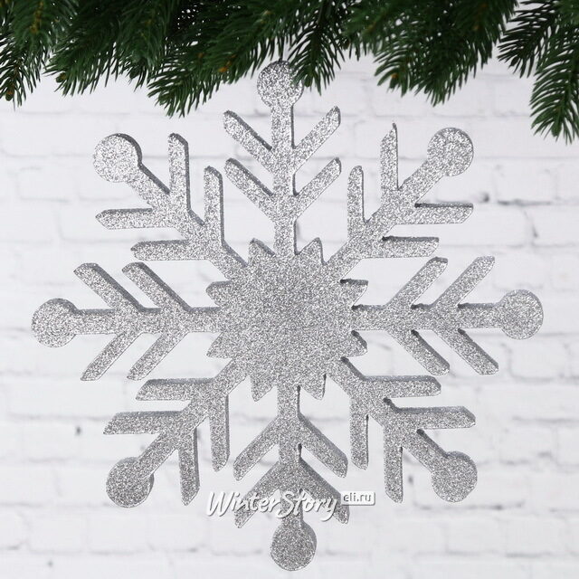 Украшение на потолок Снежинка 30 см серебряная, пеноплекс МанузинЪ