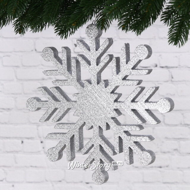 Украшение на потолок Снежинка 30 см серебряная, пеноплекс МанузинЪ