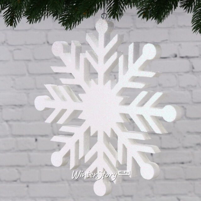 Украшение на потолок Снежинка 30 см белая, пеноплекс МанузинЪ