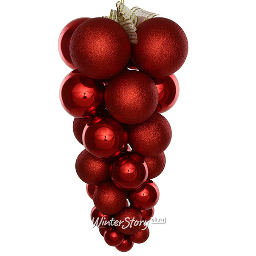 Гроздь из пластиковых шаров Almansora 50 см красная Winter Deco