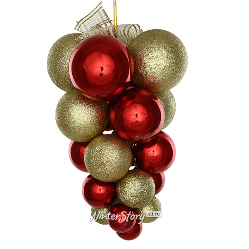 Гроздь из пластиковых шаров Almansora - Golden Rosso 30 см Winter Deco
