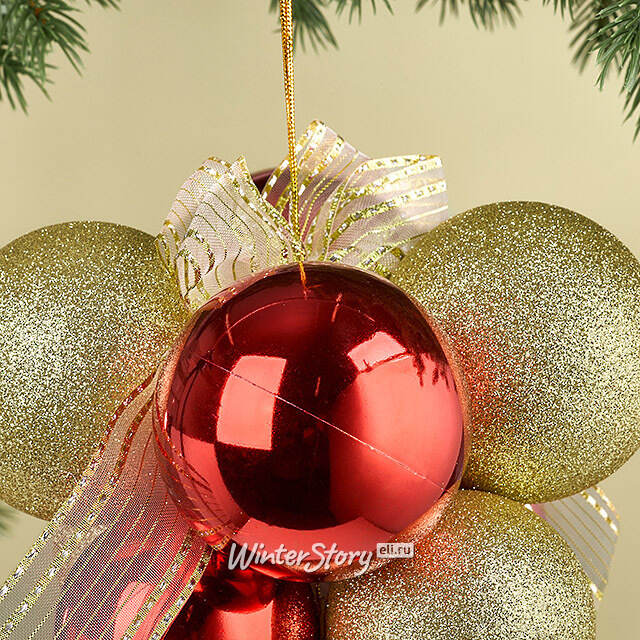 Гроздь из пластиковых шаров Almansora - Golden Rosso 30 см Winter Deco
