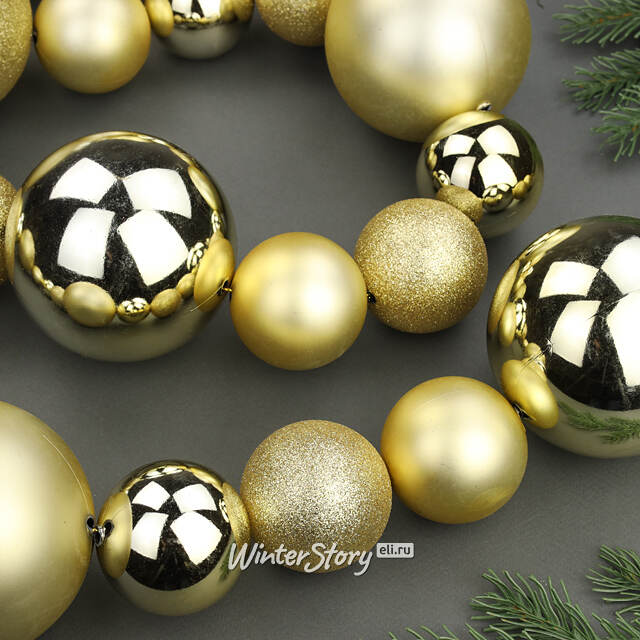 Бусы на елку Wellington 6-10 см, 220 см золотые, пластиковые Winter Deco