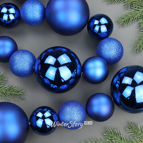 Бусы на елку Romanson 6-10 см, 220 см синие, пластиковые Winter Deco