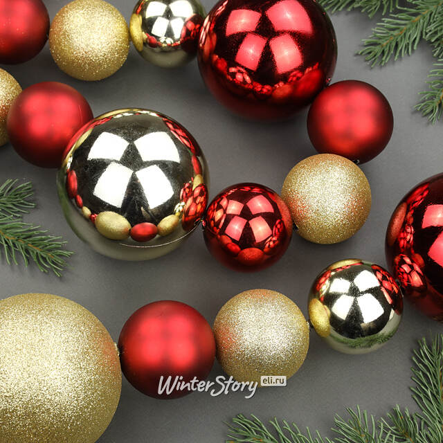 Бусы на елку Wellington - Golden Rosso 6-10 см, 220 см, пластиковые Winter Deco