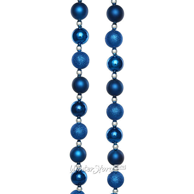 Бусы на елку Wellington 2-4 см, 208 см синие, пластиковые Winter Deco