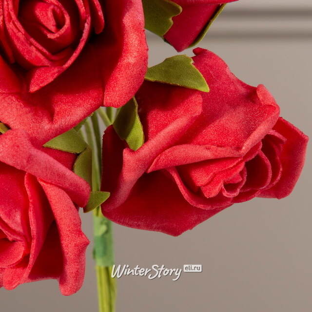 Искусственные розы для декора Lallita 18 см, 7 шт, алые Ideas4Seasons