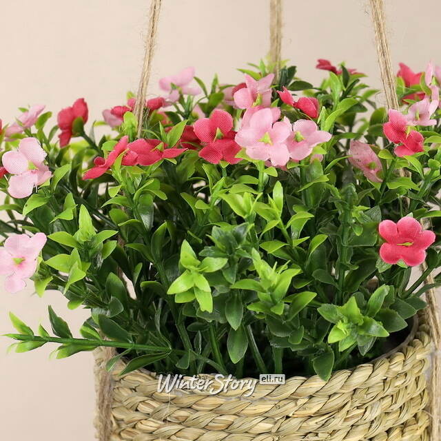 Искусственный цветок в кашпо Броваллия 18 см розовая Koopman