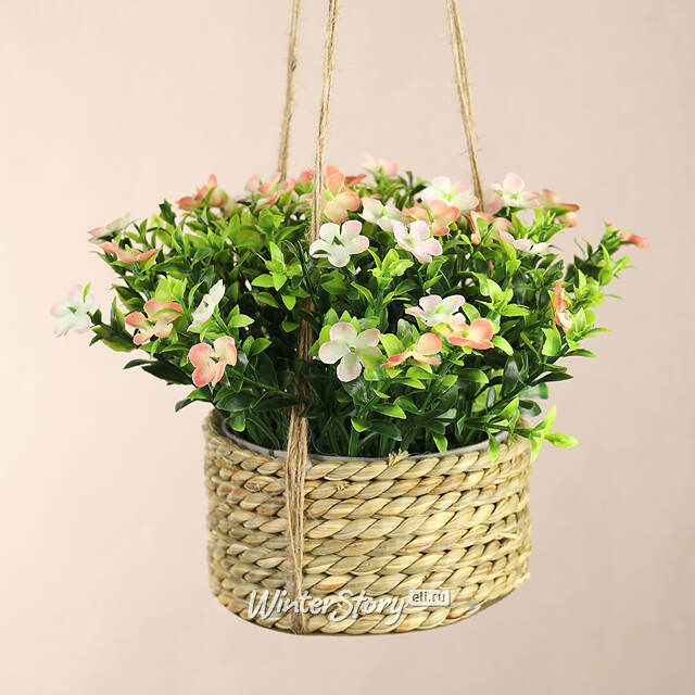 Искусственный цветок в кашпо Броваллия 18 см оранжевая Koopman