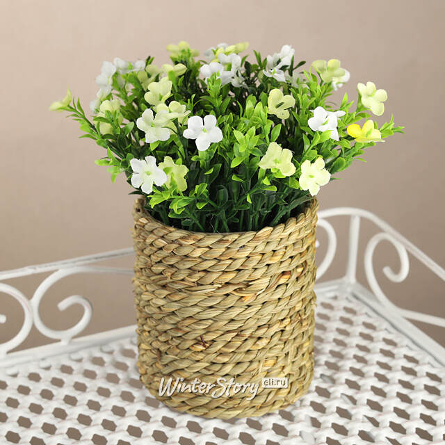 Искусственный цветок в кашпо Броваллия 20 см белая Koopman