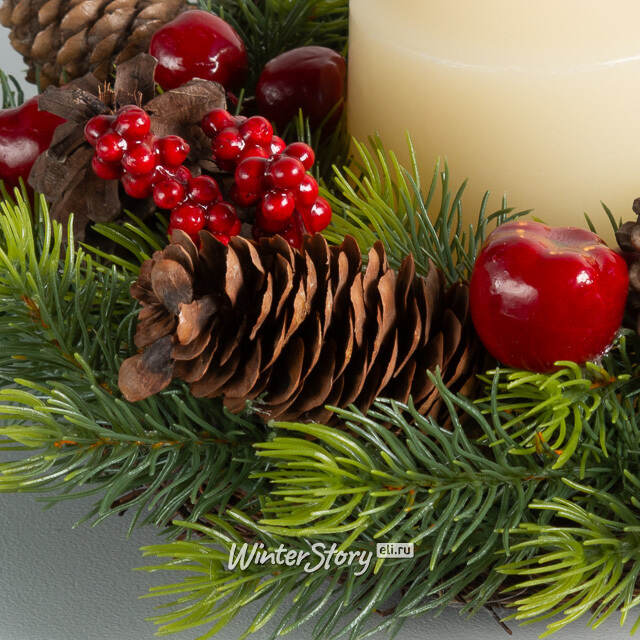 Венок для свечи Apple Berry с яблоками и шишками 35 см A Perfect Christmas