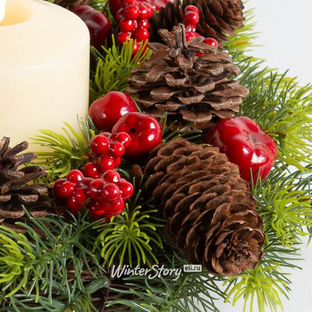 Венок для свечи Apple Berry с яблоками и шишками 35 см A Perfect Christmas