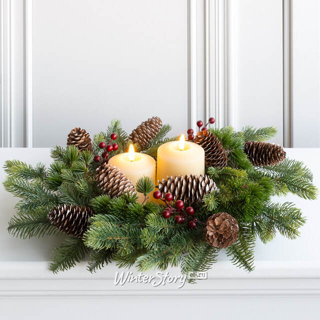 Венок для свечи Дакка 50 см с шишками и ягодами Nordic Collection