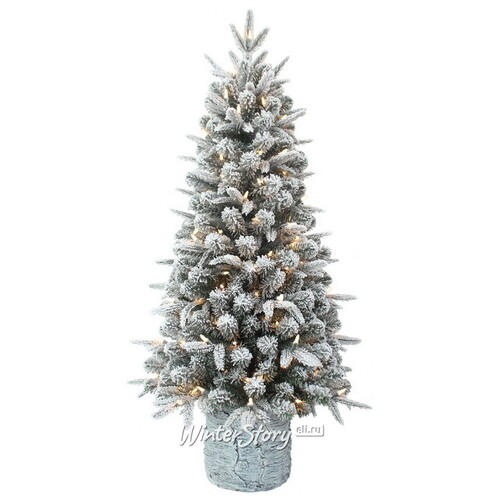 Искусственная елка с гирляндой Aspen заснеженная 122 см в кашпо, 140 теплых белых LED ламп, ЛИТАЯ + ПВХ A Perfect Christmas