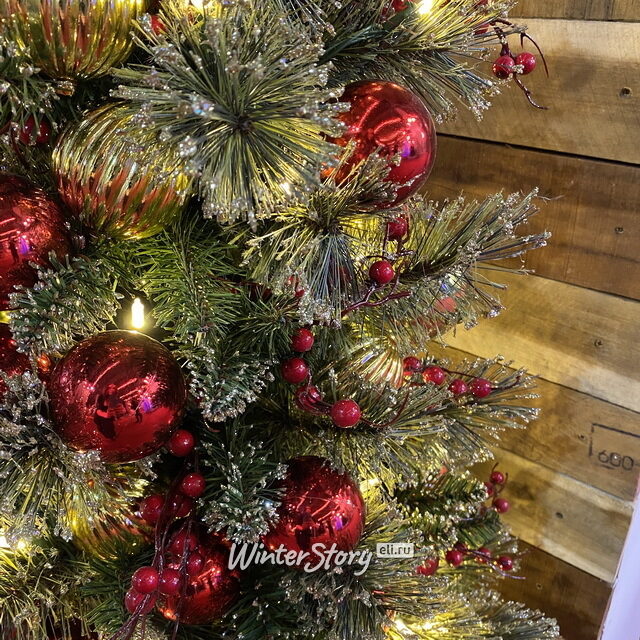 Искусственная настенная елка Dakota заснеженная 91 см, 50 теплых белых LED ламп на батарейках, ЛЕСКА + ПВХ National Tree Company