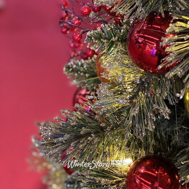 Искусственная настенная елка Dakota заснеженная 91 см, 50 теплых белых LED ламп на батарейках, ЛЕСКА + ПВХ National Tree Company