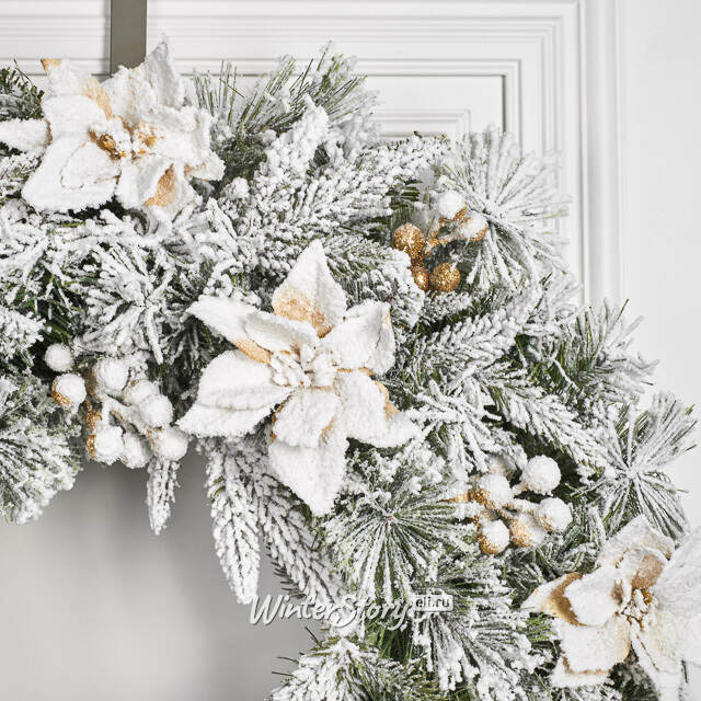 Венок Colonial заснеженный 61 см, ЛИТАЯ + ЛЕСКА + ПВХ National Tree Company