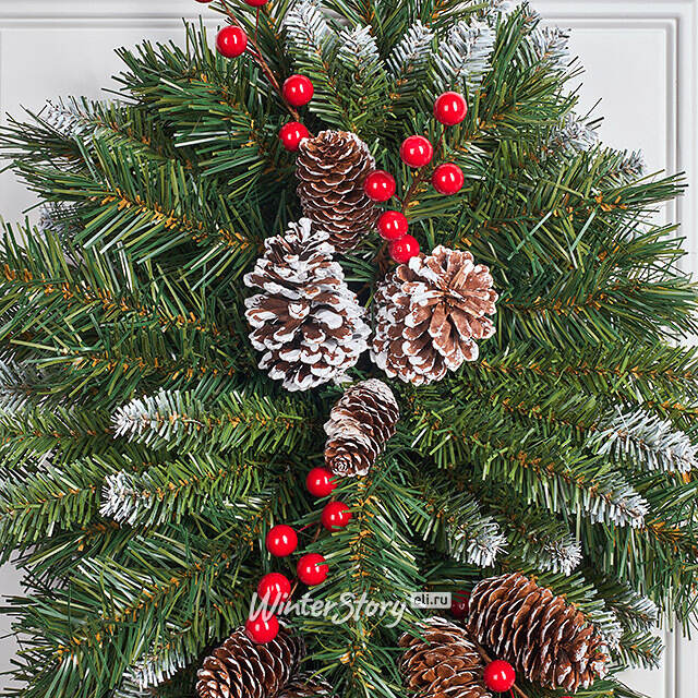 Настенный декор Капля - Сказка заснеженный 80 см с шишками и ягодами, ПВХ National Tree Company