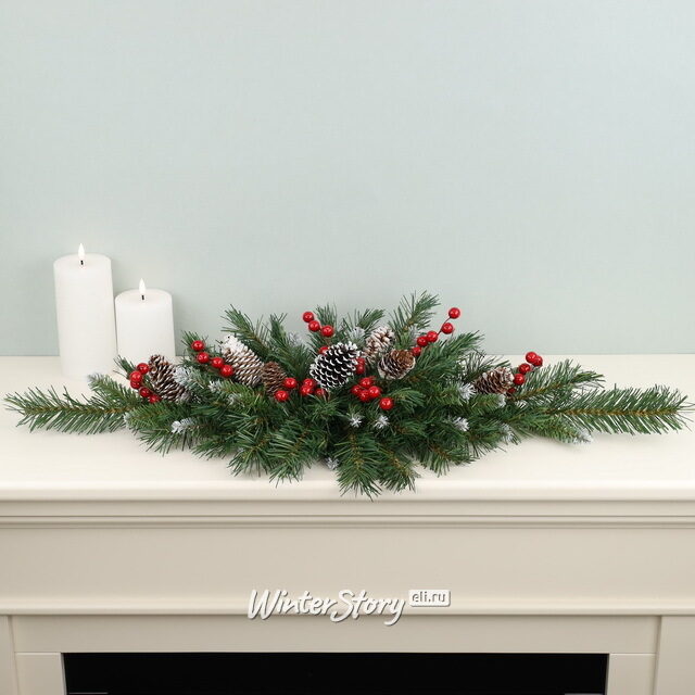 Хвойная композиция Сказка заснеженная 76 см с шишками и ягодами, ПВХ National Tree Company