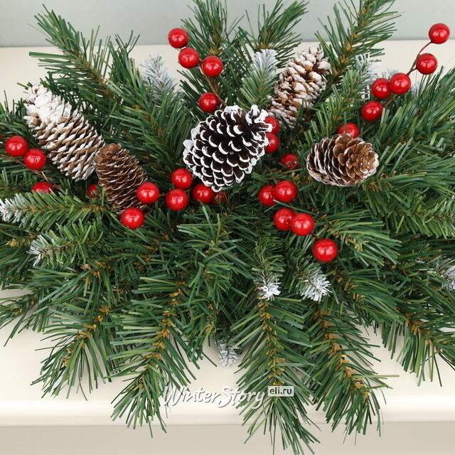 Хвойная композиция Сказка заснеженная 76 см с шишками и ягодами, ПВХ National Tree Company