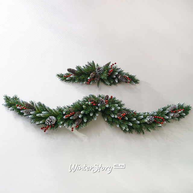 Сваг Сказка заснеженный 270 см с шишками и ягодами, ПВХ National Tree Company