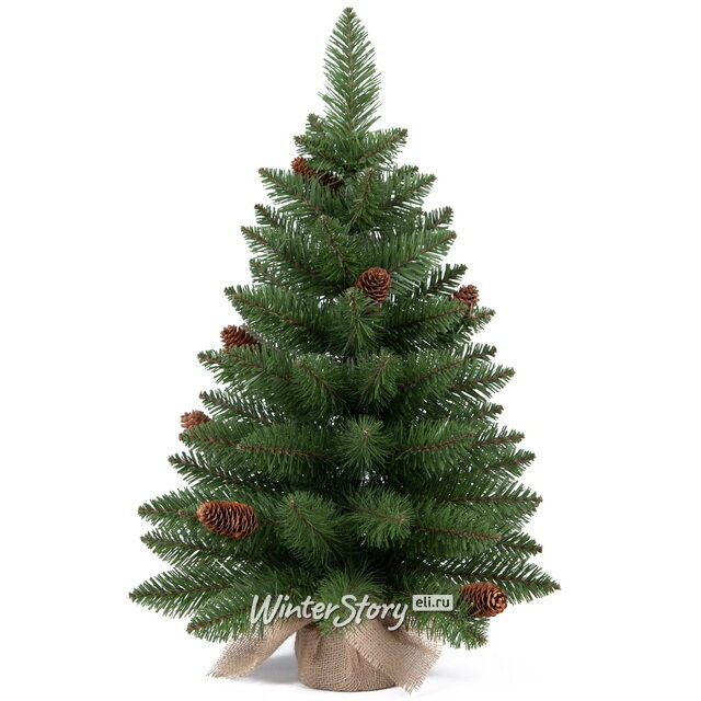 Настольная елка в мешочке Фремонт 60 см с шишками, ПВХ A Perfect Christmas (Перфект Кристмас)