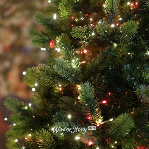Искусственная стройная елка с гирляндой Джорджия Slim 228 см, 2000 красных/теплых белых ламп, ЛИТАЯ + ПВХ A Perfect Christmas