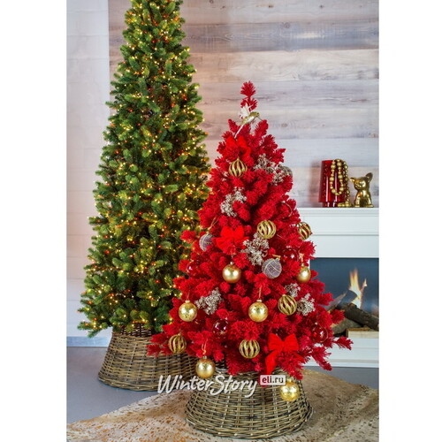 Искусственная красная елка Teddy Red заснеженная 120 см, ЛЕСКА + ПВХ A Perfect Christmas
