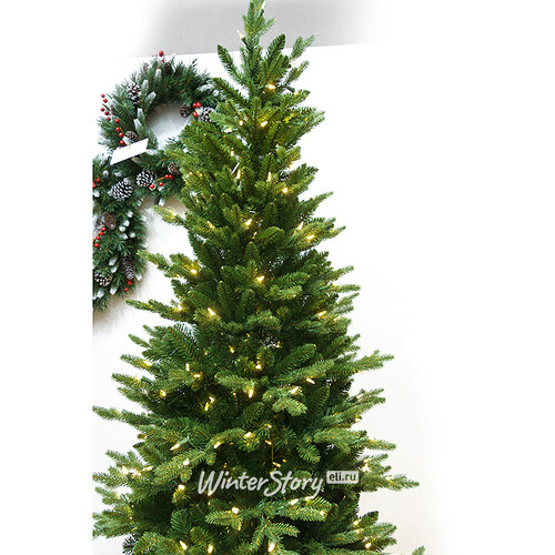 Искусственная елка с лампочками Гленридж компактная 228 см, 650 теплых белых ламп, ЛИТАЯ + ПВХ National Tree Company
