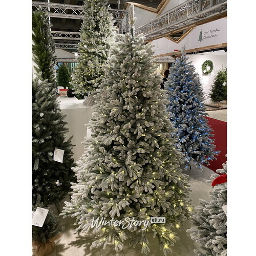 Искусственная елка с огоньками Гамильтон заснеженная 183 см, 350 теплых белых ламп, ЛИТАЯ + ПВХ National Tree Company